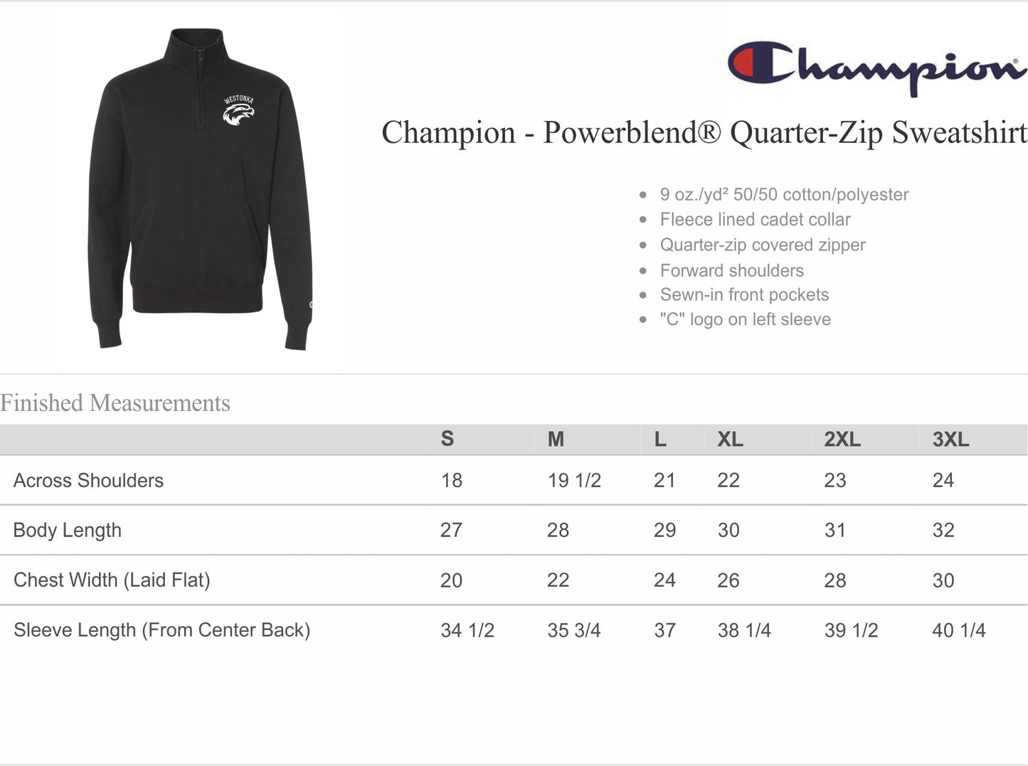 Adult quarter-zip sweatshirt