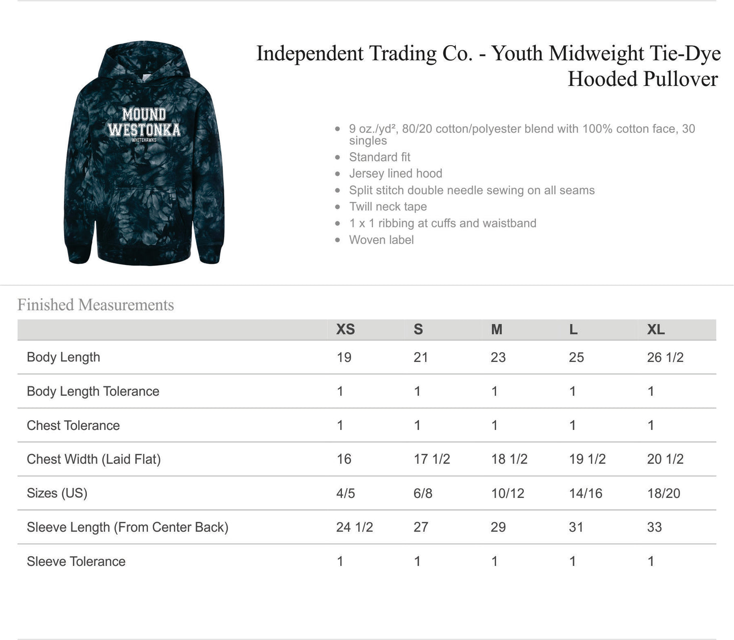 Independent Trading Co. Youth Midweight Tie Dye Hooded Pullover